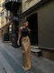 Satin,σατεν Maxi Rock Camel