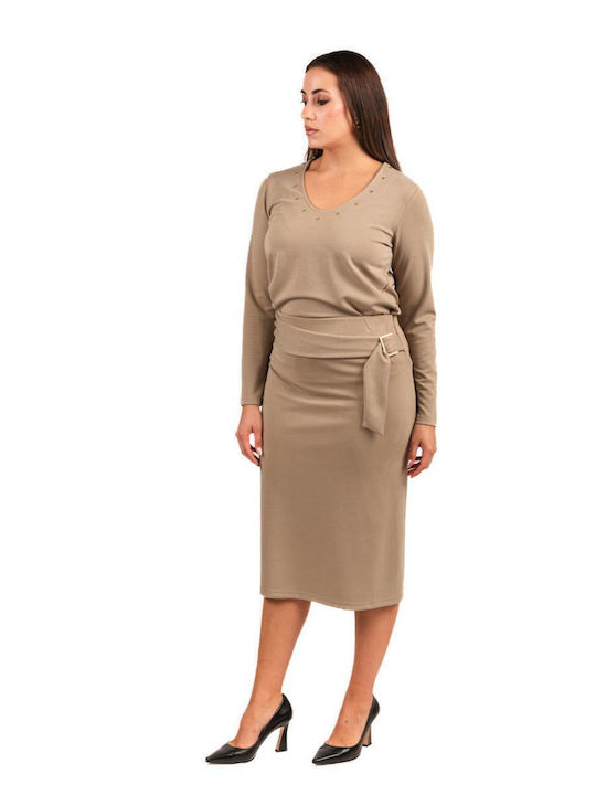 Passager С висока талия Midi Пола Плик Beige