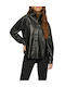 Long Sleeve Women's Leather Shirt Black