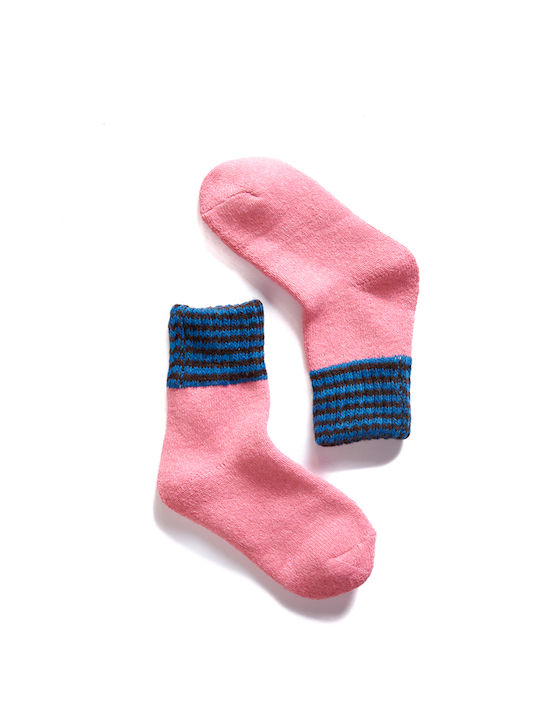 Women's Wool Socks Striped Pink