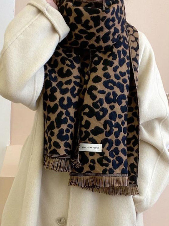 Gestrickter Schal Leopard Braun Braun