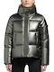 Women's Short Puffer Jacket for Winter Grey
