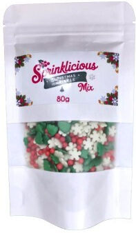 Amestec de Decoruri pentru Prăjituri Sprinklicious de Crăciun 80g Fără E171