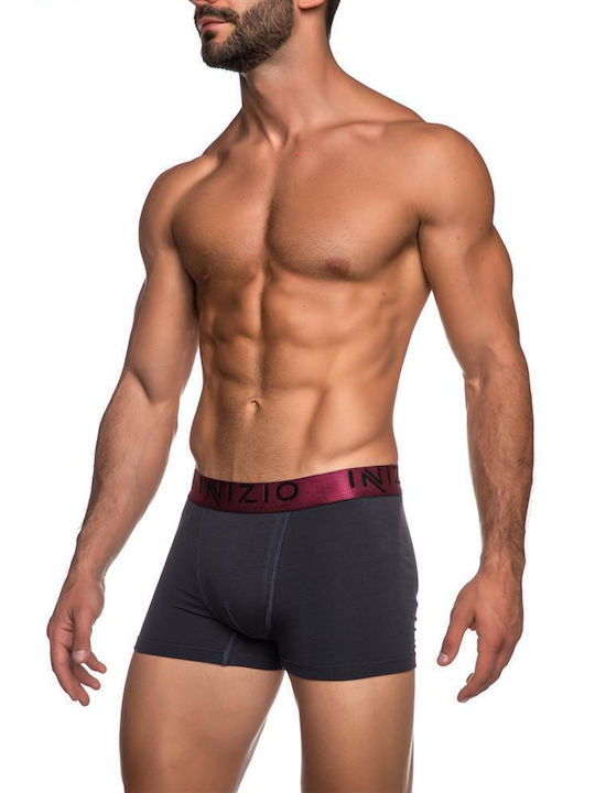 Inizio Herren Boxershorts Charcoal/Bordeaux 1Pa...