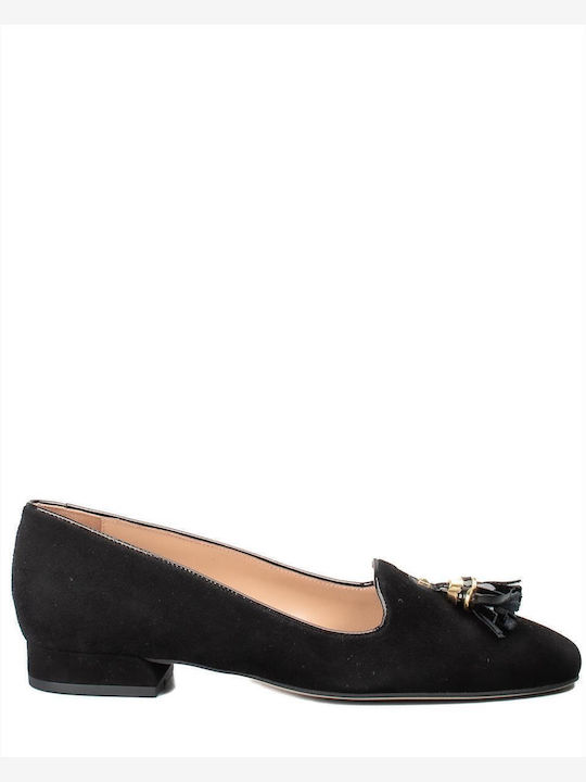 Leder Damen Loafers in Schwarz Farbe