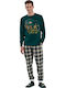 Happy People Winter Checked Men's Cotton Pyjama Green