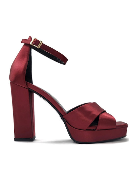 Beatris Stoff Sandalen Burgundisch