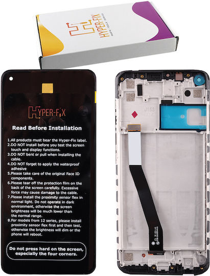 Hyper Fix Οθόνη με Μηχανισμό Αφής και Πλαίσιο για Xiaomi Redmi Note 9 (Γκρι)