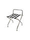 Klikareto Metallic Foldable Hotel Luggage Rack Silver With Dimensions 55x47xH52cm Foldable With Backrest