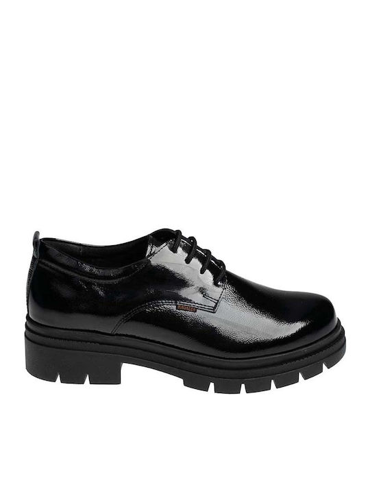 Women's Patent Leather Derby Shoes Black