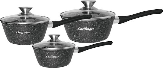 Cheffinger AMT Gastroguss Töpfe Set aus Aluminium mit Antihaftbeschichtung 3 Teile