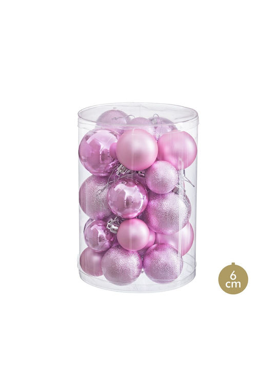 Hanging Ball Ornament Ornament Plastic Pink 14cm Set 27pcs