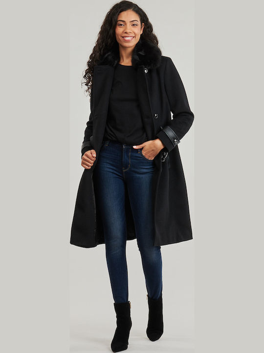 Women's Black Coat with Belt