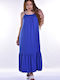 Sommer Maxi Damenkleid Mit Royalblau