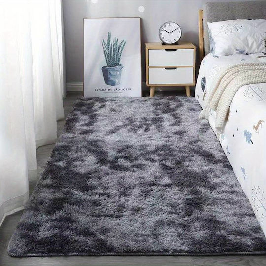 Homeone Homeone Schlafzimmer-Teppichsets Zottelig Grau Dunkel 3Stücke