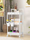 Costway Metallic Kitchen Trolley 3 Tiers White 42x29x83cm