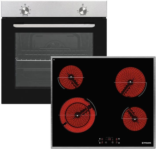 Pyramis PO78010008SIX + PHC61510IFB Cuptor Deasupra Blatului 78lt cu Plite Ceramice L59.5cm.