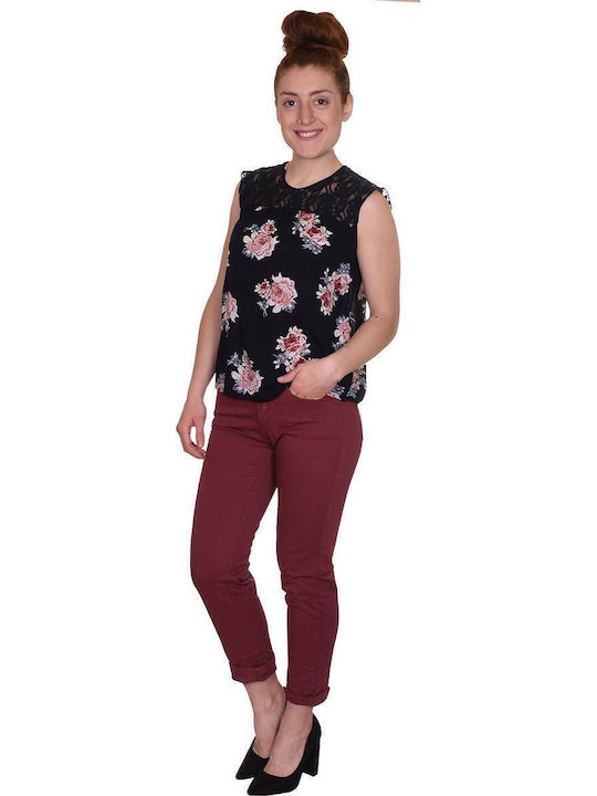 attrattivo Women's Fabric Trousers Cherry