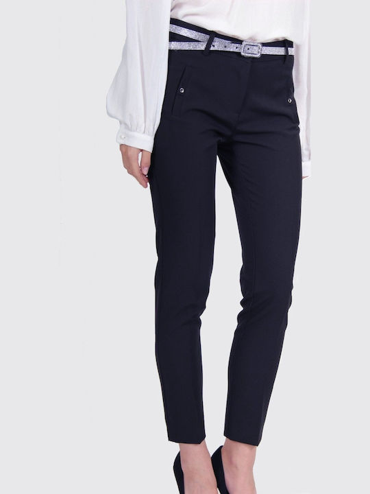 Lui E Lei Γυναικείο Υφασμάτινο Παντελόνι Slim Fit μπλε