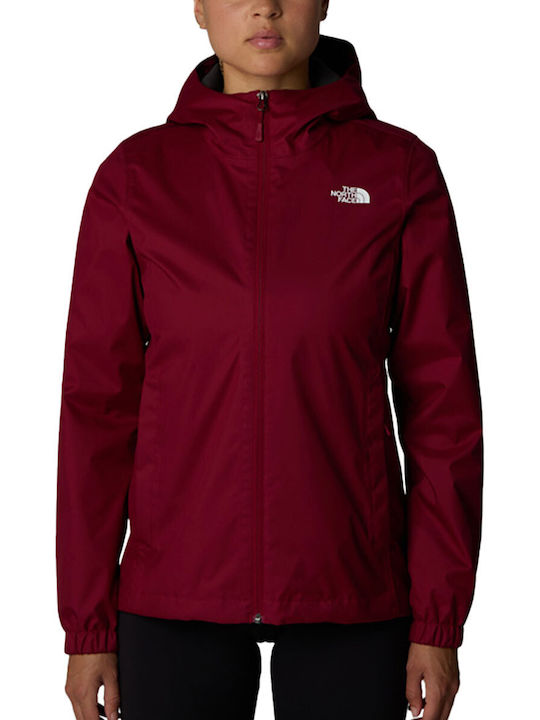 Quest Women's Hiking Short Lifestyle Jacket Waterproof and Windproof for Winter with Hood Red