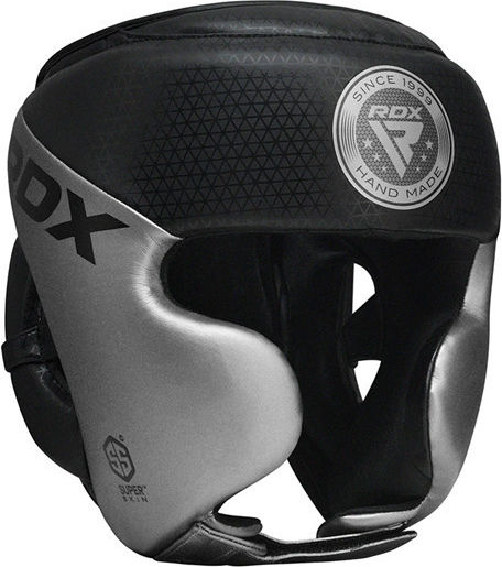 RDX Adult Full Face Boxing Headgear Leather Silver