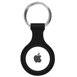 Protecție Airtag Gel din Silicon Ultra-subțire Negru cu Textură Moale Breloc