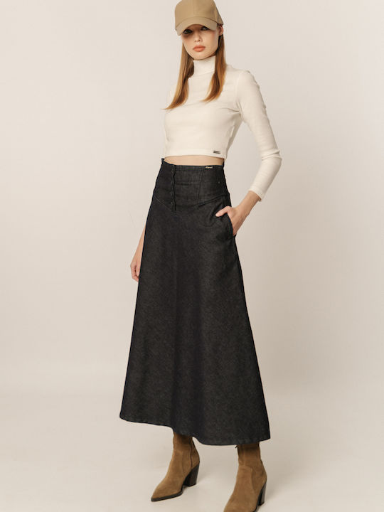Denim Maxi Rock Schwarz