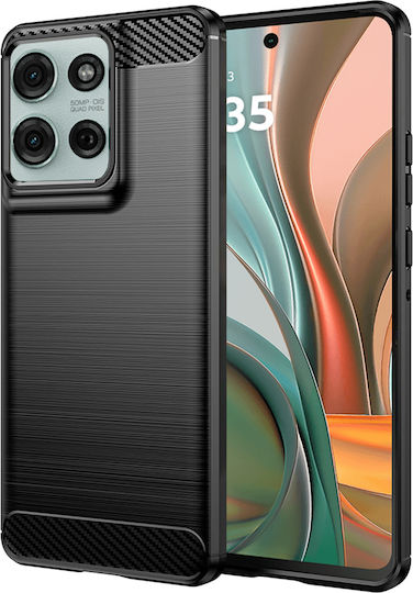 Techsuit Carbon Umschlag Rückseite Silikon Schwarz (Motorola Moto G75)