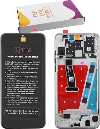 Hyper Fix Οθόνη mit Touch-Mechanismus und Rahmen für Huawei P30 Lite (Weiß)