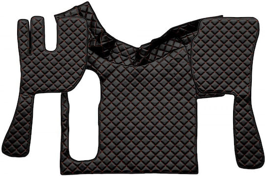 Set of "dead" Leatherette Mats Volvo Fh1216 2002-2012 Manual Double Black Red Stitching 3 Pieces