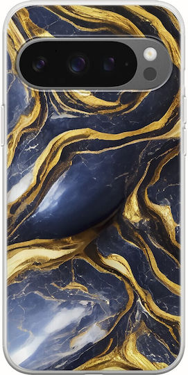 Cracked Marble Sapphire Gold Google Pixel 9 5g Flexible Tpu Διάφανη Σιλικόνη