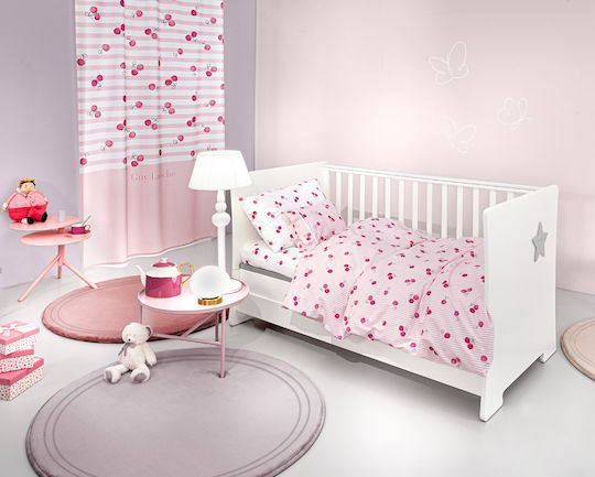Guy Laroche Cherries Baby Sheets Set Crib Cotton Cherries Pink 115x170cm 3pcs