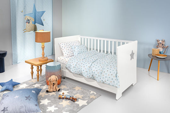 Guy Laroche Paw Baby Sheets Set Crib Cotton Ciel Light Blue 115x170cm 3pcs