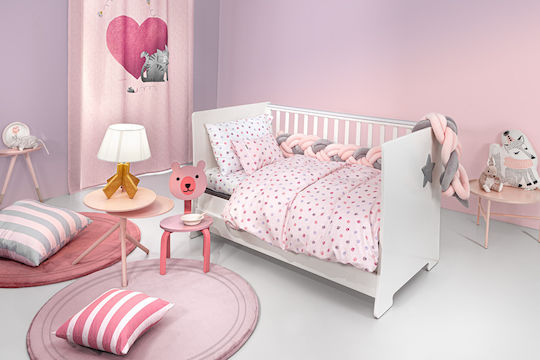 Guy Laroche Paw Pinky Baby Sheets Set Crib Cotton Pinky Pink 115x170cm 3pcs