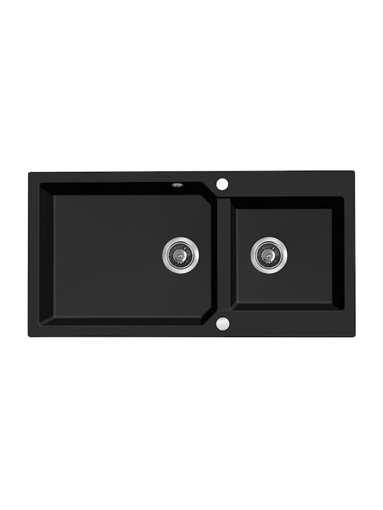 Laveo Drop-In Spüle aus Verbundgranulat B97.5xT50cm Schwarz