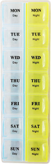 Cute Puffy Organizer Medications Vitamins Supplements Week Two Compartments Per Day Blue Yellow