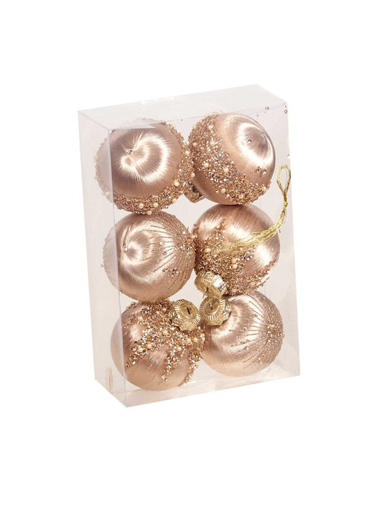 Hanging Ball Ornament Ornament Gold Set 6pcs