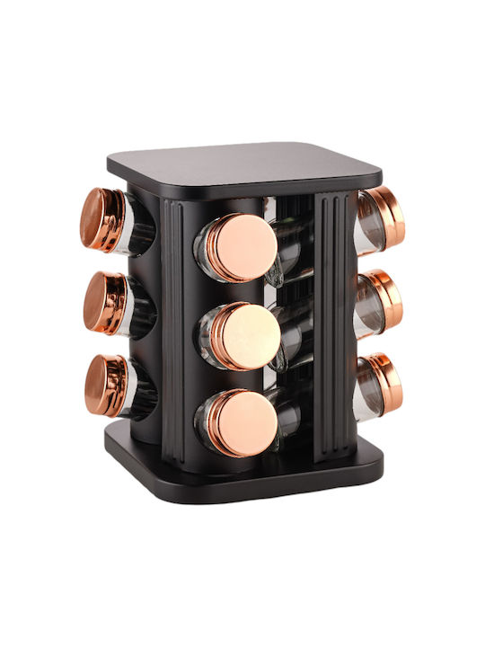 Ankor Metallic Tabletop Rotating Spice Rack Black 12pcs