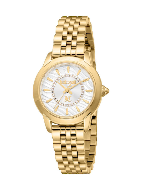 Just Cavalli Animalier Γυναικείο Ρολόι 30mm Μπαταρίας με Χρυσό Μεταλλικό Μπρασελέ