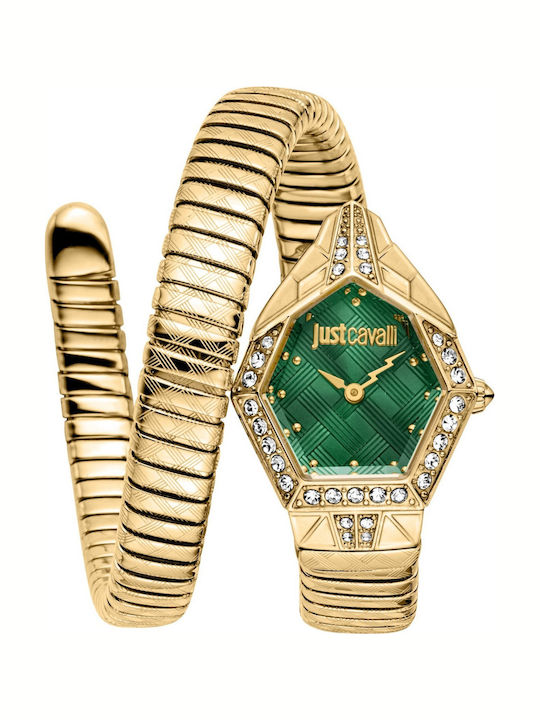 Just Cavalli Signature Snake Women's Watch with Gold Metal Bracelet