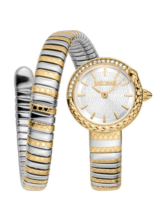 Just Cavalli Signature Snake Ρολόι Μπαταρίας με Μεταλλικό Μπρασελέ