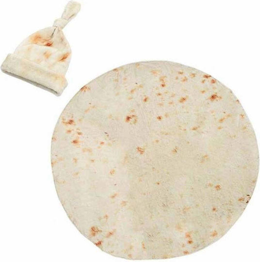 Flannel Blanket Flippy Hat Set Envelope Shape Newborns Polyester Material 85 Cm Cream