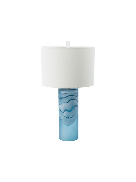 Artekko Glass Table Lamp with White Shade and Blue Base
