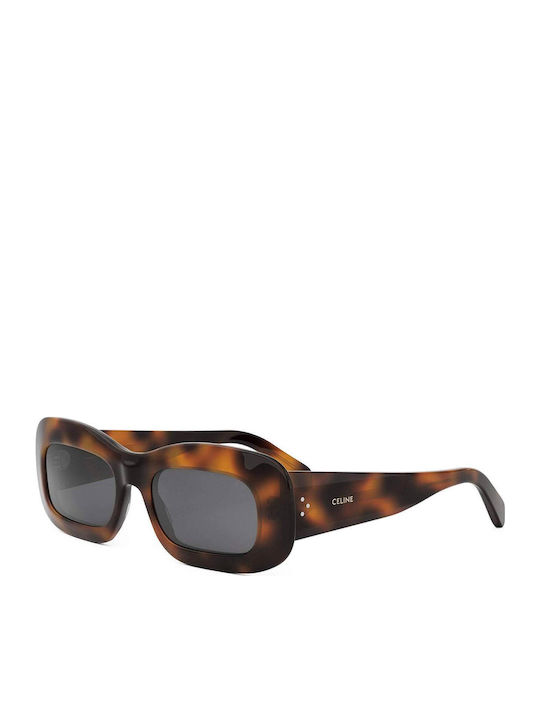 Celine Women's Sunglasses with Brown Tartaruga Plastic Frame and Gray Lens cl40294i-53A