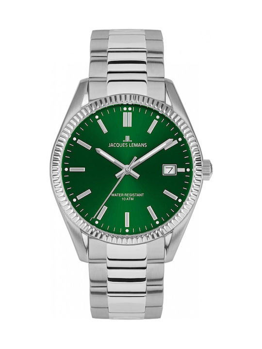 Jacques Lemans Derby Men's Watch Battery with Silver Metal Bracelet