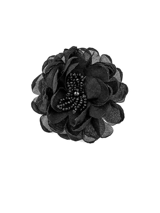 Pin Flower made of Fabric Black