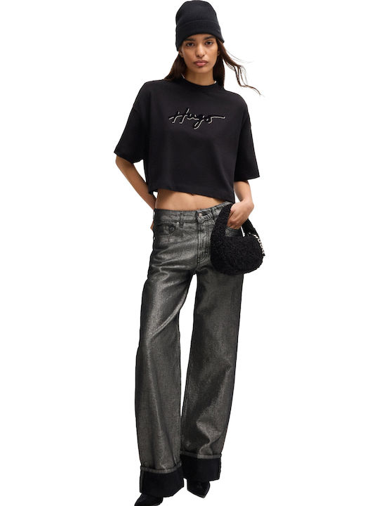 Gealena High Waist Women's Jean Trousers Gray