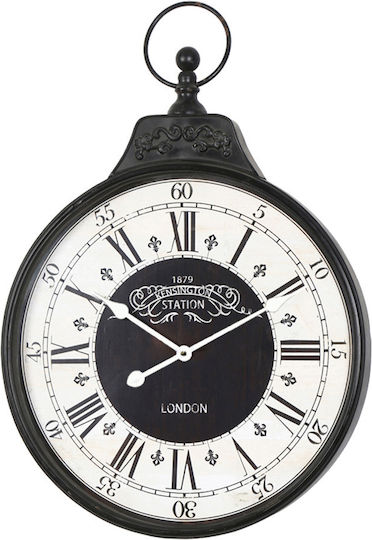 Inart Cloco Wall Clock Metallic Black 60x6cm