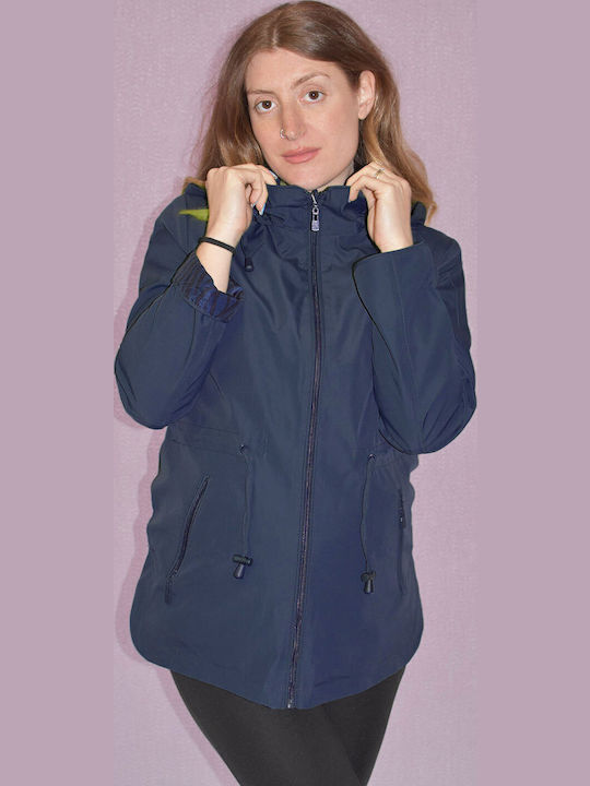 Women's Short Lifestyle Jacket Double Sided for Winter Blue