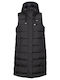 Lang Damen Ärmellos Puffer Jacke für Winter Schwarz